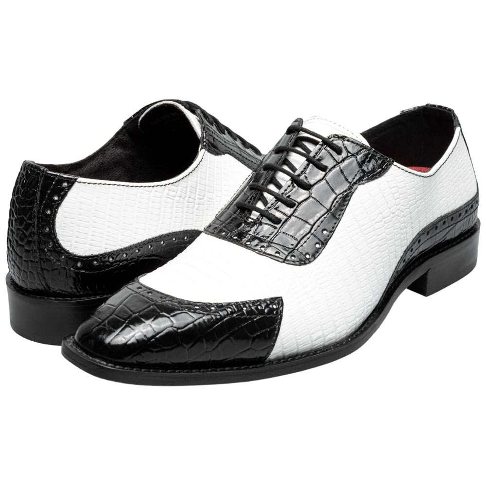 Stacy Adams Men's Tarango Black & White Crocodile and Lizard Print