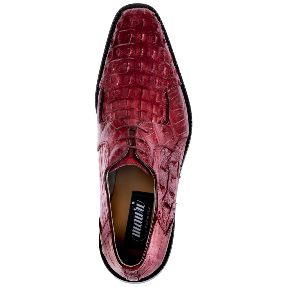 MAURI Men's Pitti Red Hornback & Baby Croc Leather Derby Shoes