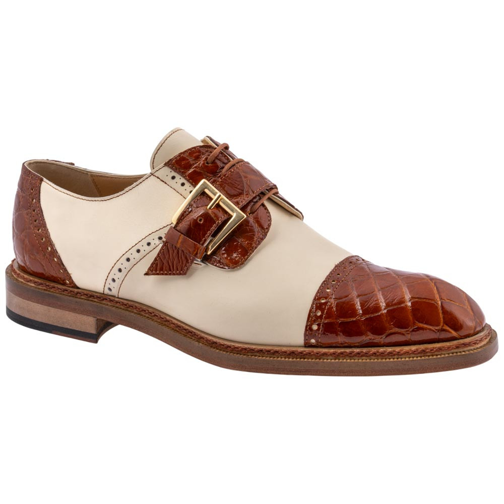 MAURI Men's Flawless Cognac Alligator Monk Strap Dress Shoe MAURI Men's Flawless Cognac Alligator Monk Strap Dress Shoe