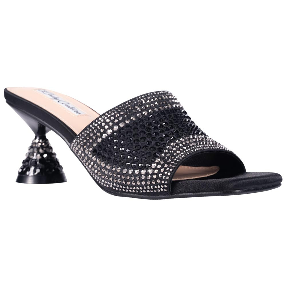 Lady Couture Fontana Women's Black Block Heel Wide Vamp Mules