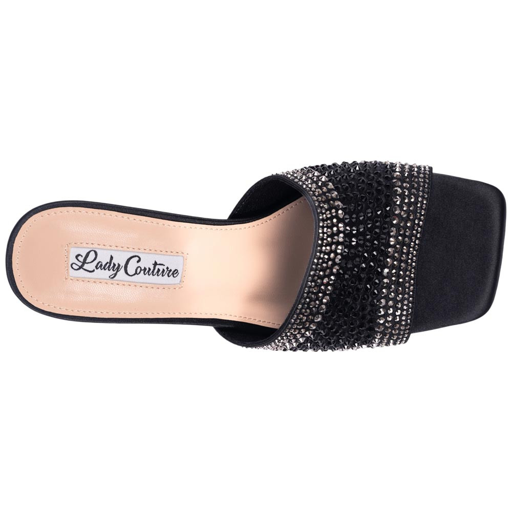 Lady Couture Fontana Women's Black Block Heel Wide Vamp Mules