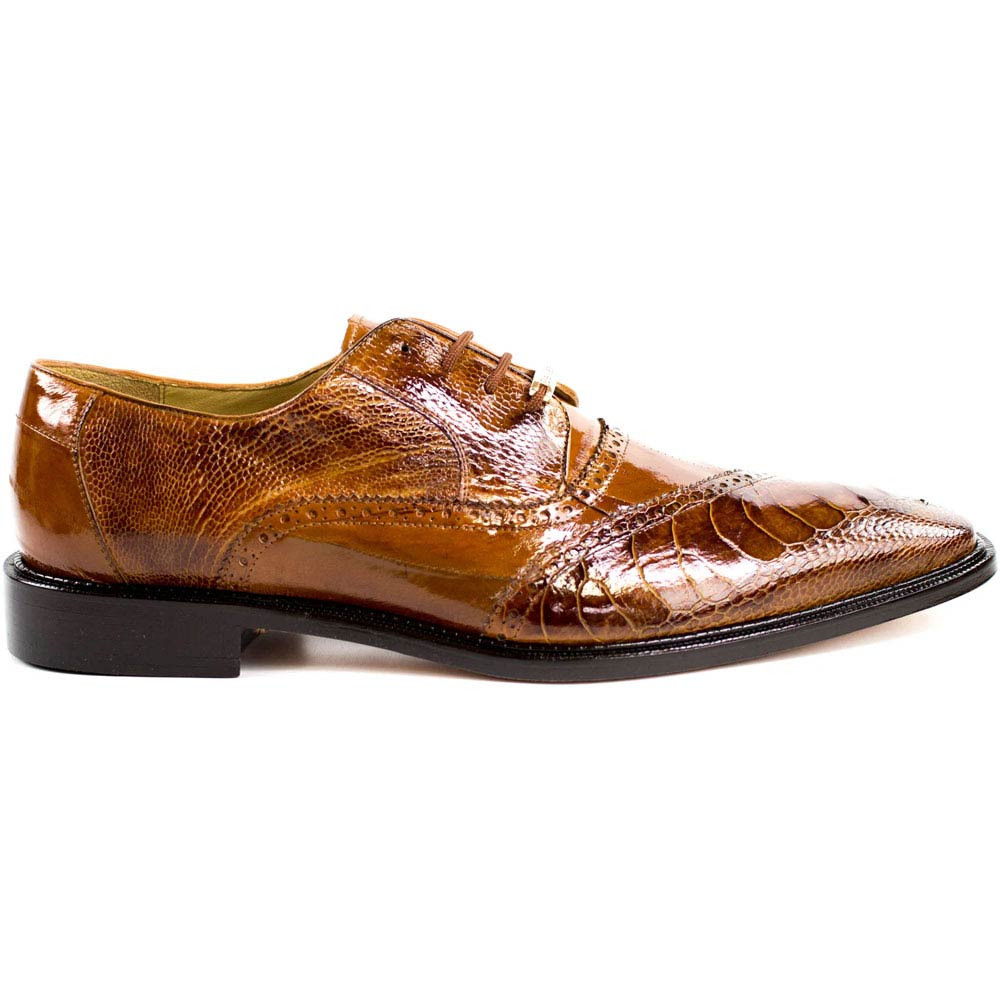 Belvedere Nino Men's Split Toe Oxford Antique Camel Eel Ostrich Shoes