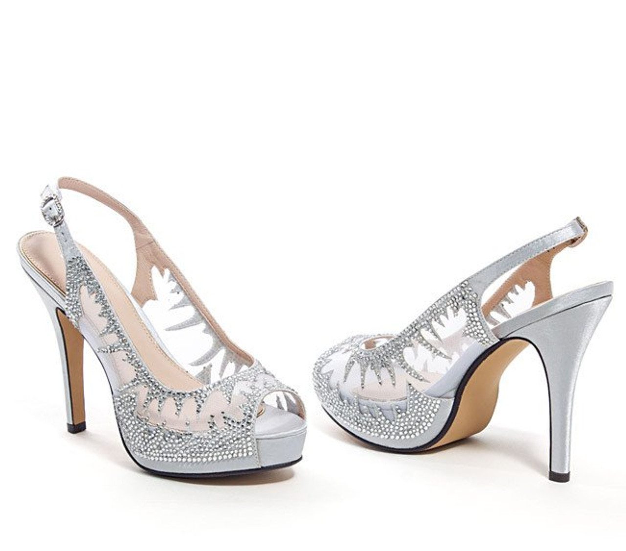 jeweled silver heels