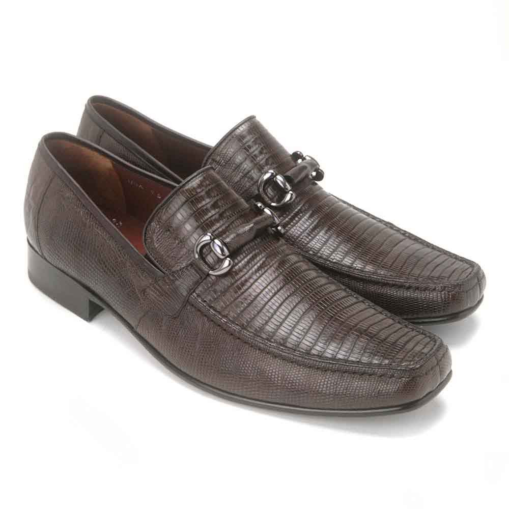 Brown Genuine Teju Lizard Skin Slip-ons