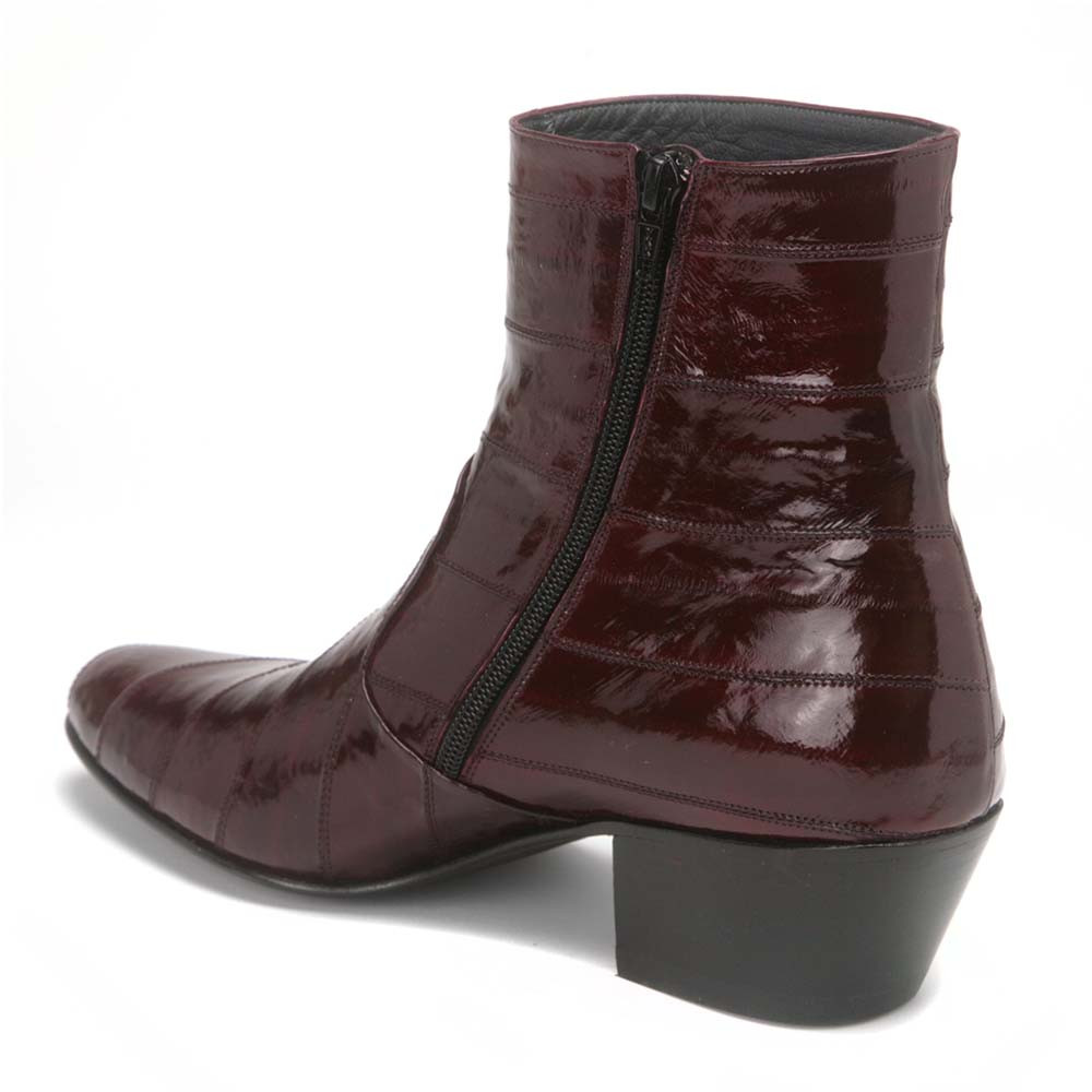 Los Altos BURGUNDY Genuine Eel Ankle Boot Round Toe Side Zipper US 9D 630806 Vintage Los Altos Burgundy Leather Eel Cowboy Western Boots  main image 3