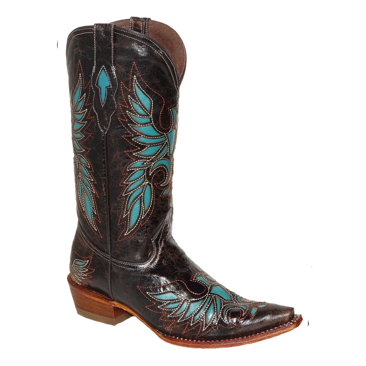 black and teal cowboy boots