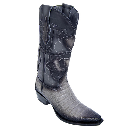 Los Altos Gray Genuine Caiman Belly Snip Toe Boots