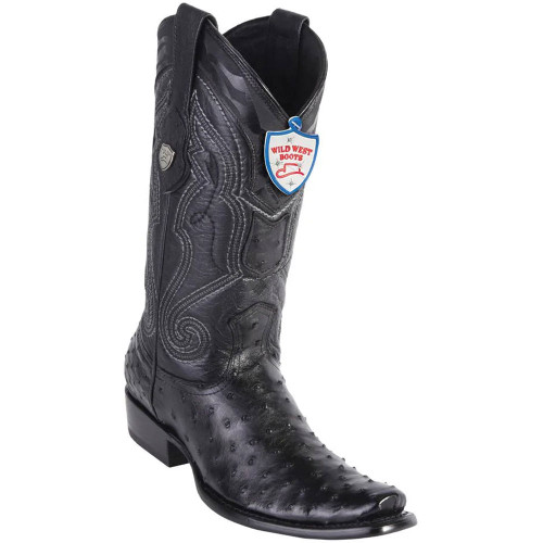 Wild West Black Genuine Ostrich Boots