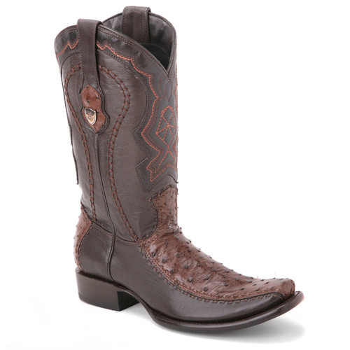 Wild West Brown Textured Genuine Ostrich & Leather Boots