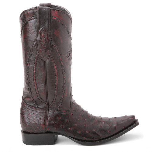 Wild West Brown Textured Genuine Ostrich & Leather Boots