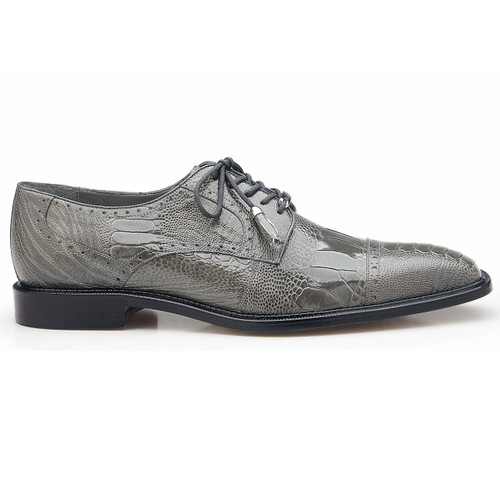 Belvedere Batta Gray Genuine Ostrich Cap-toe Men's Lace-up Shoes