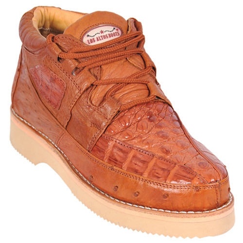 Los Altos Casual Cognac Caiman & Ostrich Skin Sneakers