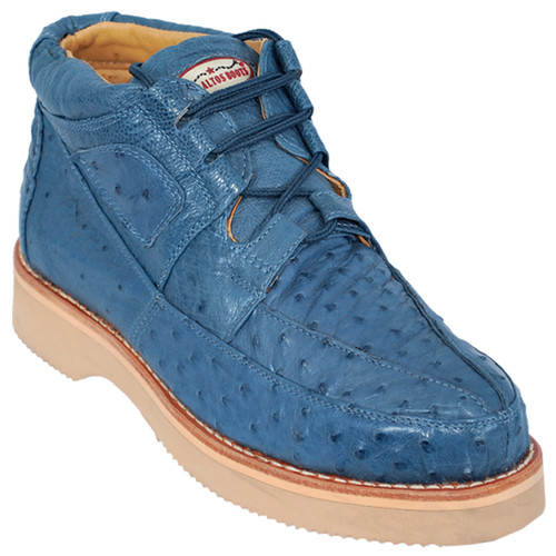 Los Altos Casual Blue Jean Full Ostrich Skin Sneakers