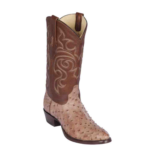 Los Altos Round Toe Moka Genuine Ostrich Boots