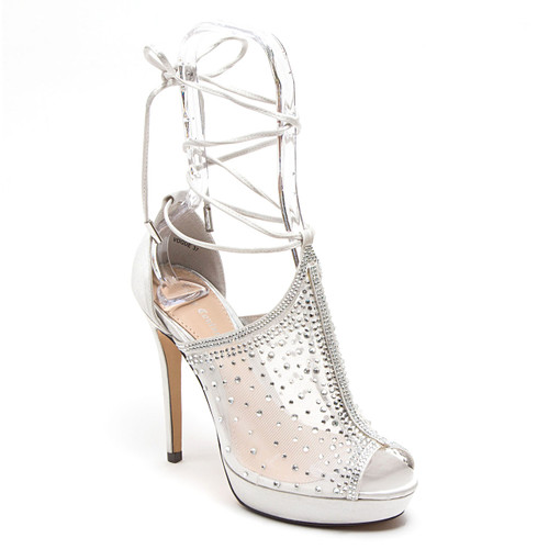 Lady Couture Vogue Silver Fabric Strappy Heels