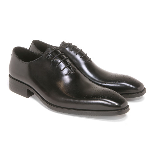 Carrucci Black Calfskin Leather Toned Oxfords