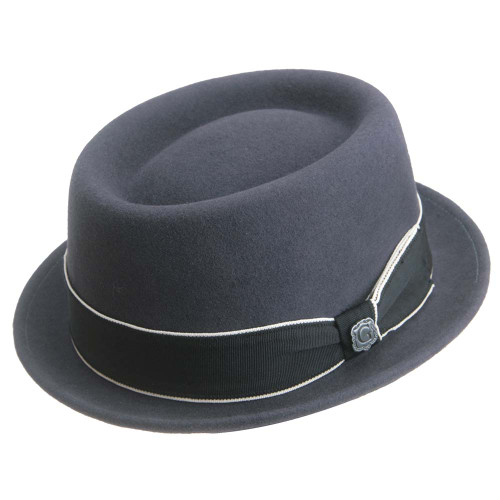 Bigalli Porkpie Dark Grey All Wool Hat 