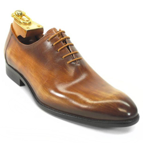 Carrucci Cognac Calfskin Leather Plain Toe Oxfords