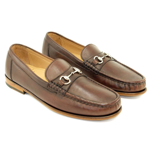 Alan Payne Men's Snaffle Brown Italian Sheepskin Leather Bit Loafers