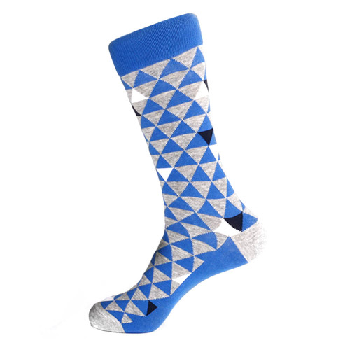 Steven Land Blue Multi Two Tones Triangles Pattern Men's Socks Steven Land Blue Multi Two Tones Triangles Pattern Men's Socks