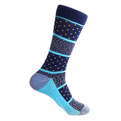 Steven Land Navy Multi Dots and Dashes Pattern Men's Socks