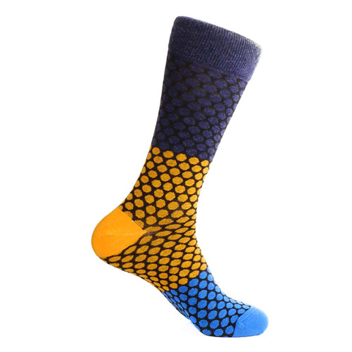 Steven Land Denim Multi Honeycomb Printed Pattern Men's Socks