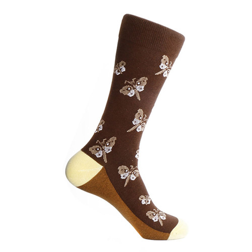 Steven Land Brown Multi Butterfly Pattern Men's Socks