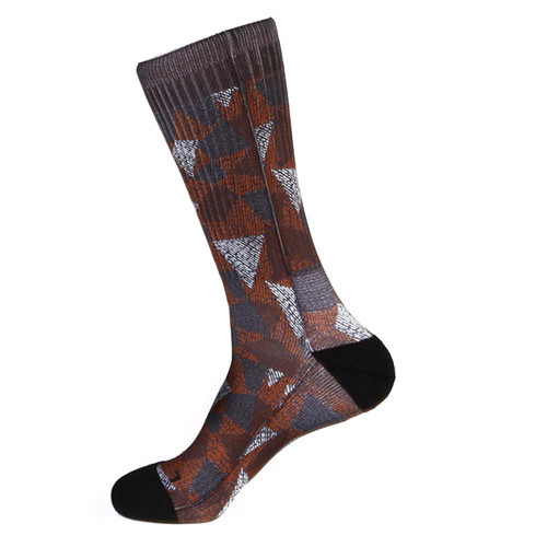 Steven Land Mosaic Pattern Red Multi Cotton Nylon Spandax Men's Socks Steven Land Mosaic Pattern Red Multi Cotton Nylon Spandax Men's Socks
