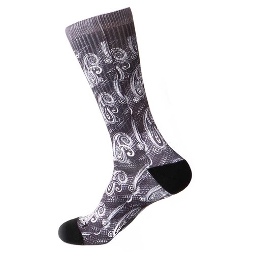 Steven Land Paisley Sublimation Pattern Black Multi Cotton Nylon Spandax Men's Socks Steven Land Paisley Sublimation Pattern Black Multi Cotton Nylon Spandax Men's Socks