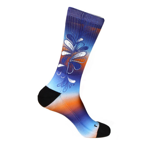 Steven Land Colorful Floral Pattern Blue Multi Cotton Nylon Spandax Men's Socks