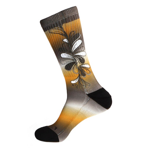 Steven Land Colorful Floral Pattern Brown Multi Cotton Nylon Spandax Men's Socks Steven Land Colorful Floral Pattern Brown Multi Cotton Nylon Spandax Men's Socks