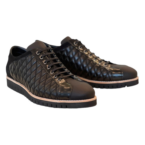 Corrente Black Leather Men’s Fashion Sneakers