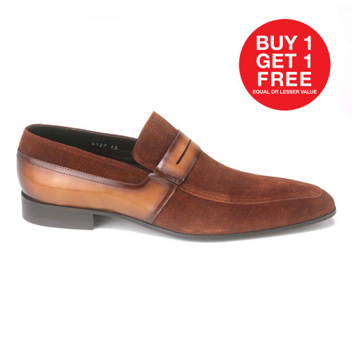 Corrente Tobacco Suede & Leather Men’s Slip On Loafers