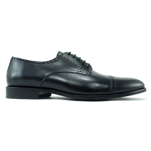 Alan Payne Men's Cambridge Black Cap Toe Italian Calfskin Leather Derby Shoes