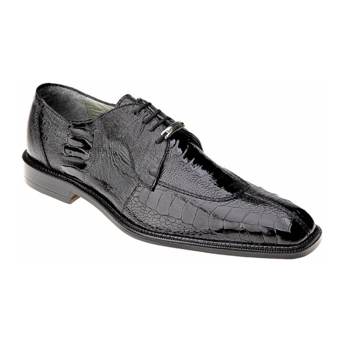 Belvedere Siena Men's Lace-Up Oxford Black Genuine Ostrich Shoes