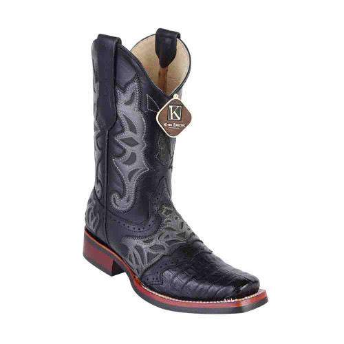 King Exotic Rodeo Black Caiman Belly Men’s Boot With Saddle