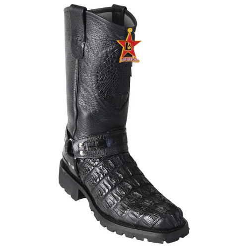 LOS ALTOS Black CHERRY CAIMAN Tail Motor Cycle Biker Boots