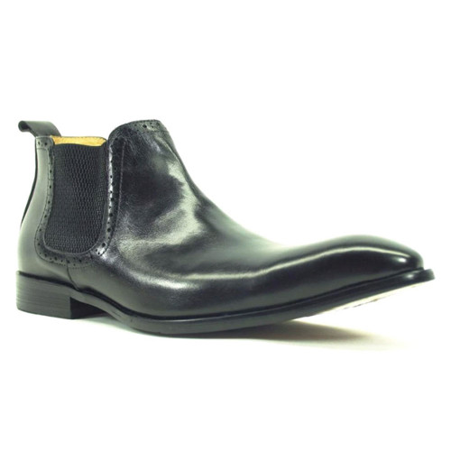 Carrucci Black Leather Hand Burnished Men’s Chelsea Boot 