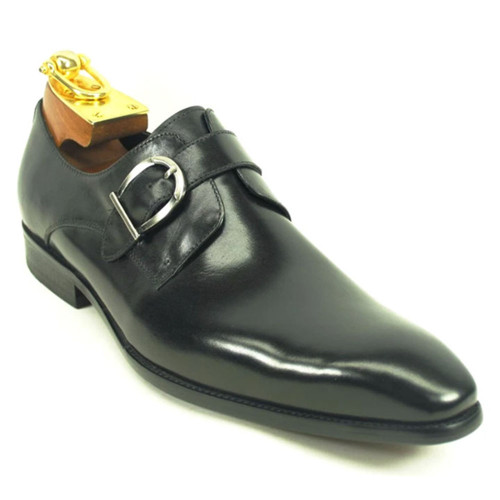 Carucci Leather Black Hand Burnished Monk Strap Men’s Dress Shoe