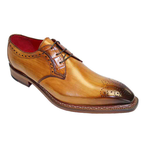 Fennix Tyler Cognac Genuine Alligator Calfskin Leather Mens Oxford