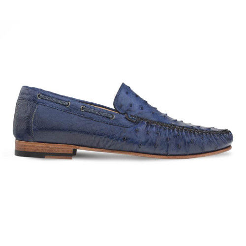 Mezlan Nogale Brandy Ostrich Leather Moc Toe Penny Loafers