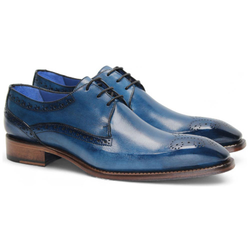 Emilio Franco Giacamo Ocean Blue Calfskin leather Derby Oxfords for Men Emilio Franco Giacamo Ocean Blue Calfskin leather Derby Oxfords for Men