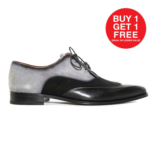 Mezlan Men Black and Grey Suede Wing Tip Oxford
