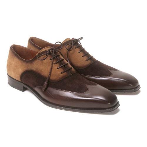 Mezlan Men Brown and Cognac Suede Wing Tip Oxford Mezlan Men Brown and Cognac Suede Wing Tip Oxford