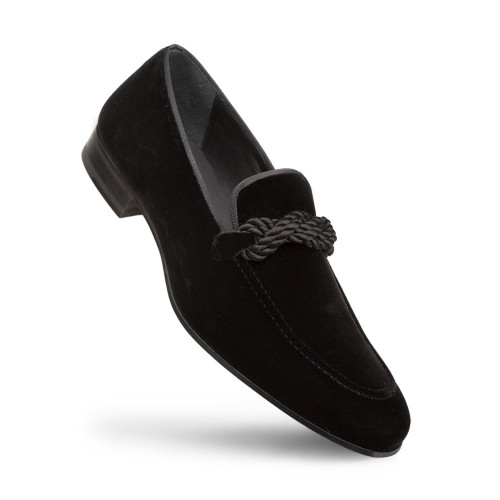 MEZLAN Velvet Black Braided Formal Loafer