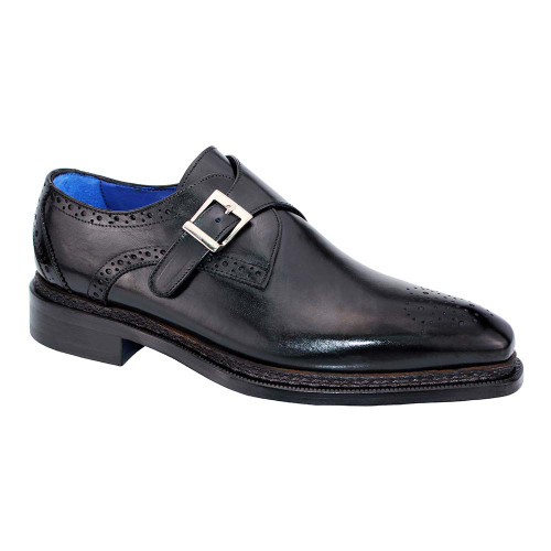 Emilio Franco Vincenzo Black Calfskin Monk Strap Loafers for men