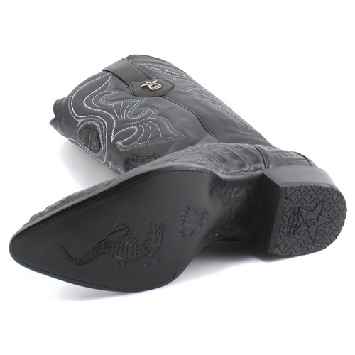 Los Altos Boots Men's Black Genuine Elk Leather J Toe Handmade Replaceable Heel Dress Cowboy Boot Cheap Priced For Sale Online main image 1