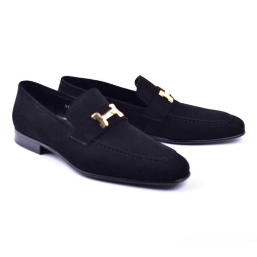 Corrente Black Suede Stylish H Loafers for Men