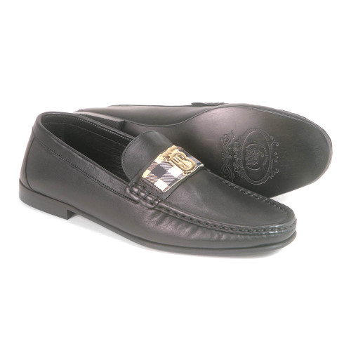Sigotto Uomo Black Plaid Soft Leather Dress Shoes with B logo Sigotto Uomo Black Plaid Soft Leather Dress Shoes with B logo