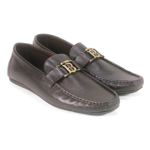 Sigotto Uomo Brown Soft Leather Driving Loafer with B Logo